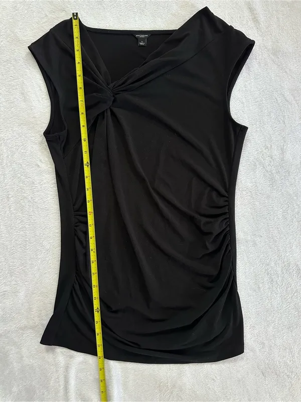Ann Taylor Twist Knot Sleeveless Top in Black Size Large Ruched Sides - Image 5