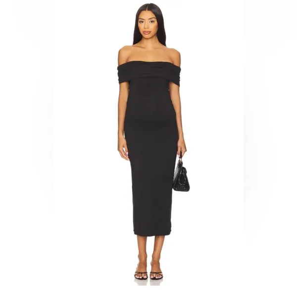 Bumpsuit Bianca Midi Maternity Dress Black - Image 3