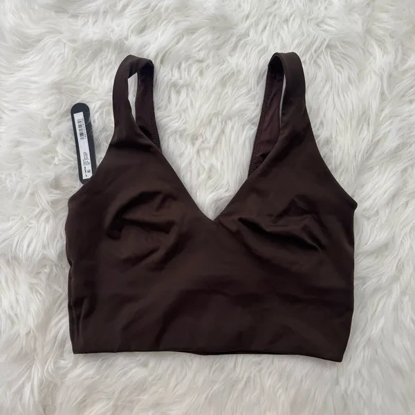 Nike Skims Matte V-Neck Longline Bra Dark Sepia Size Small - Image 3