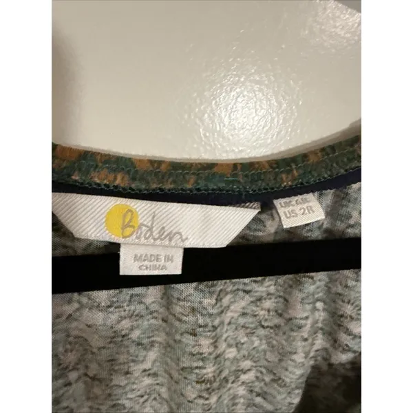 Boden Dress Womens 2 Green Floral Fit Flare Scoop Neck 3/4 Sleeve Jersey Midi - Image 2