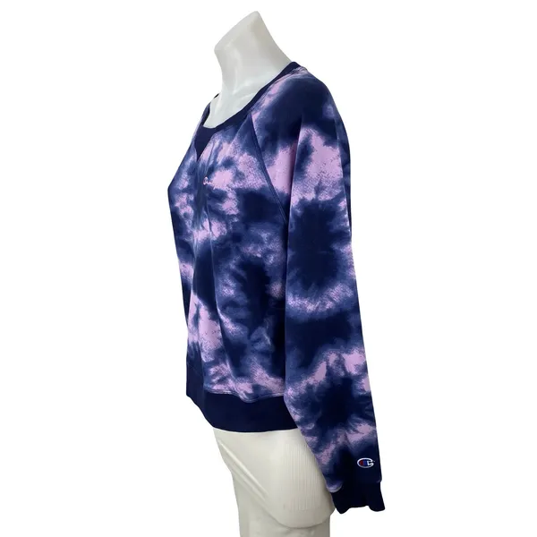 Champion Women's Purple Tie Dye Long Sleeve Knit Round Neck Sweatshirt Top Sz XL - Image 2
