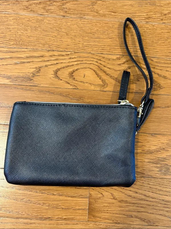 Small Basic Black Wristlet Clutch Wallet Zippered Pouch One Size OS - Image 3