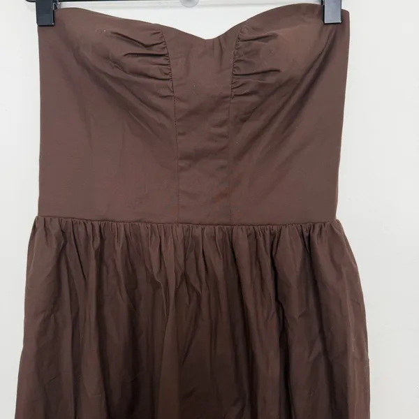 Reformation Buckley Strapless Midi Dress Brown Stretch Organic Cotton Size 2 New - Image 5