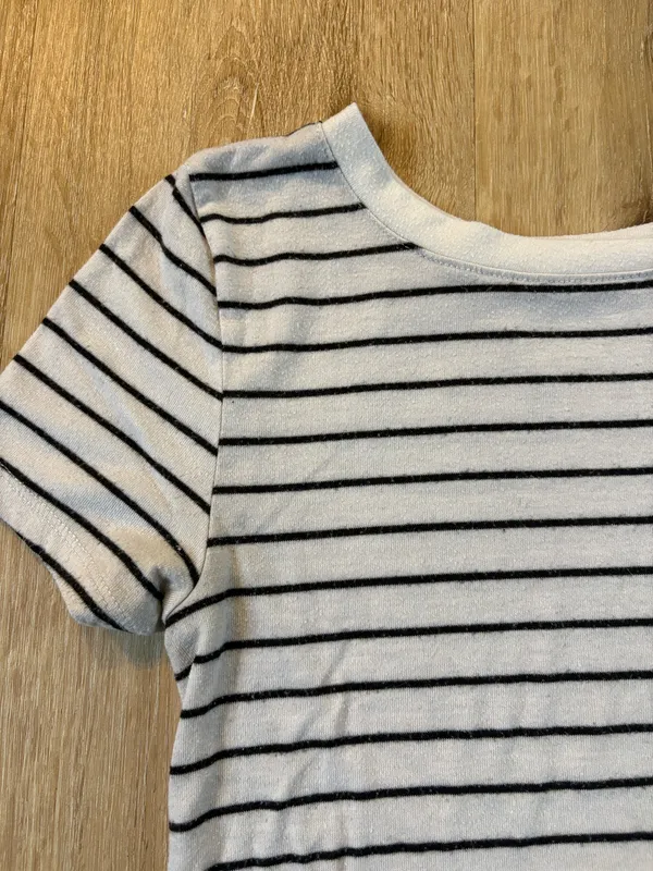 Black and White Striped Short Sleeve Top - Image 4