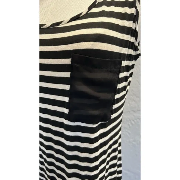 Espresso Maxi Dress Boho Beach NWT Mesh Accent Black/White Stripe Size M FLAW - Image 10