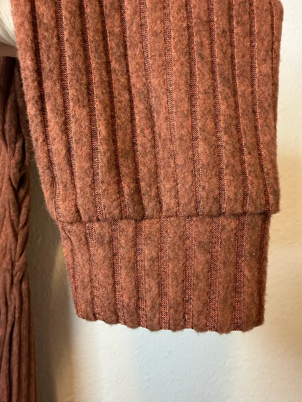 Frye Women's Rust Orange Ribbed Long Sleeve Tiered Knee Length Dress Size XL - Image 3