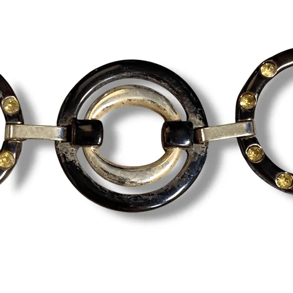 Chicos Black Gold Enamel Link Disc Chain Waist Belt Statement Accessory Boho‎ - Image 8