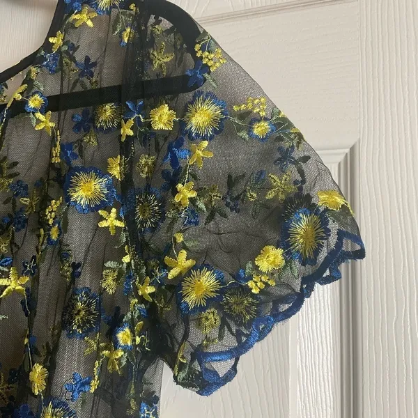 LuLaRoe Deanne II Black Floral Embroidered Maxi Dress Size L NWT - Image 4