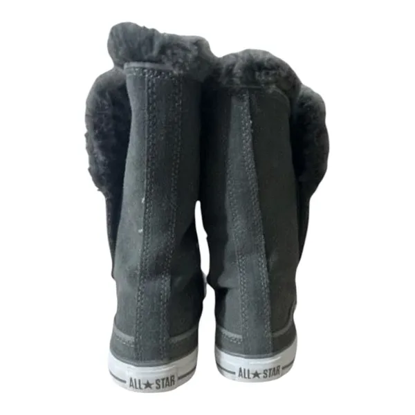 Converse Beverly Boots Grey Suede Women Size 6.5 Leather Winter Faux-Fur Collar - Image 7
