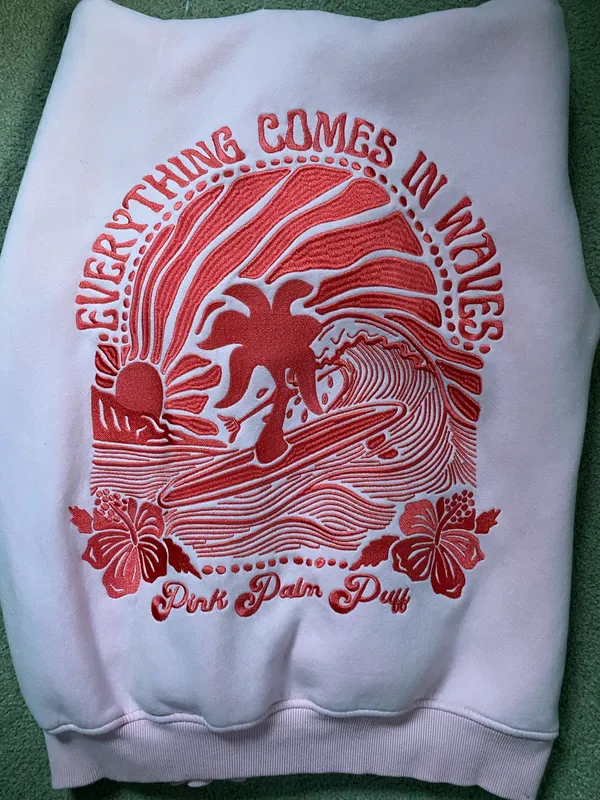 Pink Palm Puff Hoodie - Image 2