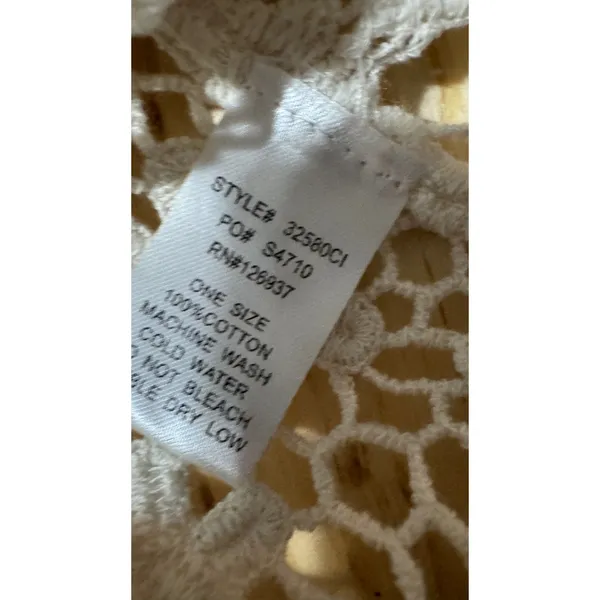 In Style Cream Crochet Lace Boho Tunic Top‎ One Size 100% Cotton - Image 3