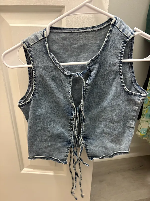 Denim tie up top Blue - Image 2