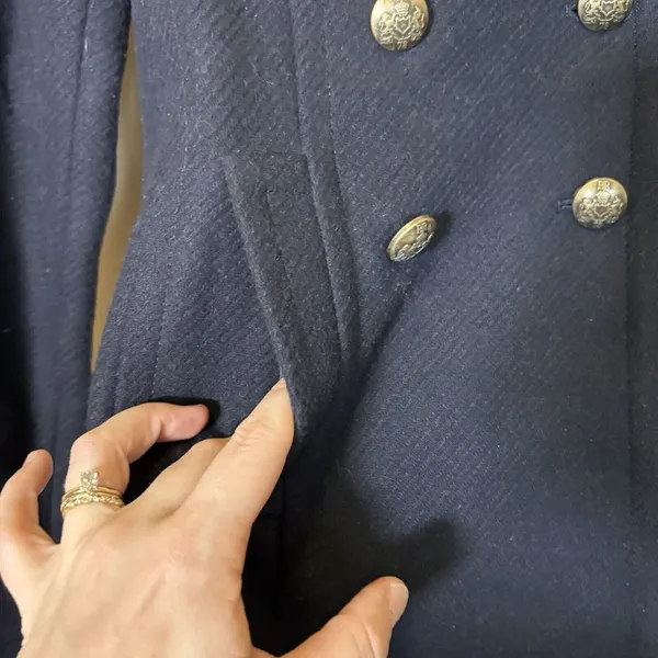 Banana Republic Women's‎ Double Breasted Navy Pea Coat With Gold Buttons XS - Image 2