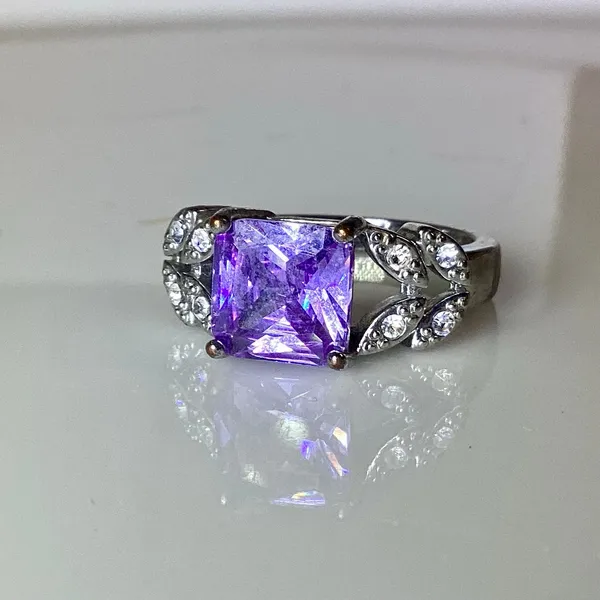 Faux Amethyst Crystal Ring Silver - Image 9