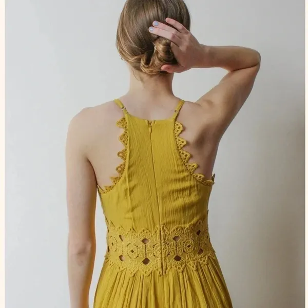 Lulu's Small This Love Mustard Yellow Lace Maxi Dress Size S - Image 11