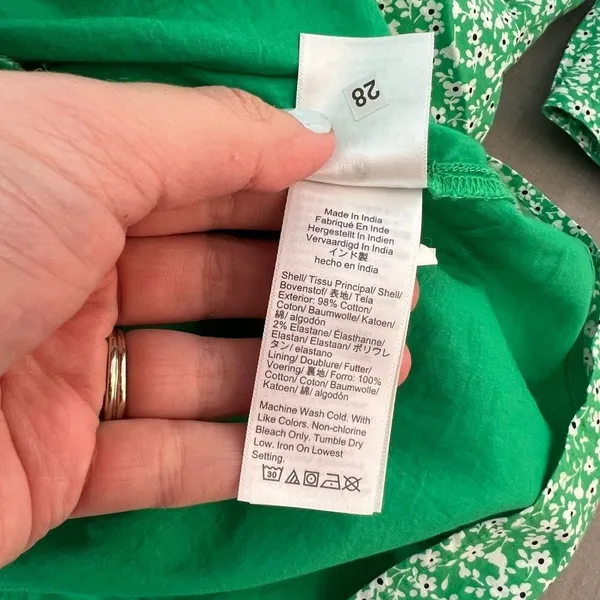 J crew long sleeve tie waist green floral cotton shirtdress size XS - Image 10