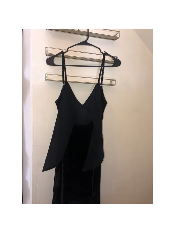 Band of the Free NWT Girl Crush Black Velvet Strappy Midi Dress Tie Back XS - Image 6