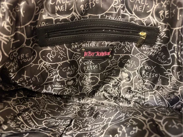 Vintage Black & White Stripe Tote with Large Pink Bow - Image 3