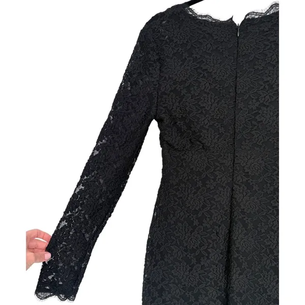 Adrianna Papell Black Lace Long Sleeve Sheath Dress Size 4 Whimsigoth Romantic - Image 12