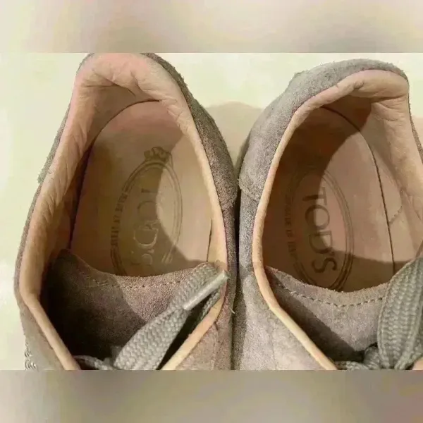 Tod's Trainers Sneakers Womens Beige Suede Studded Low Top Lace Up Size 7.5‎ - Image 9