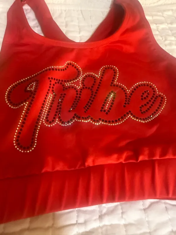 Varsity Spirit Tribe Rhinestone Sports Bra Cheer Crop Top Adult Medium - Image 2