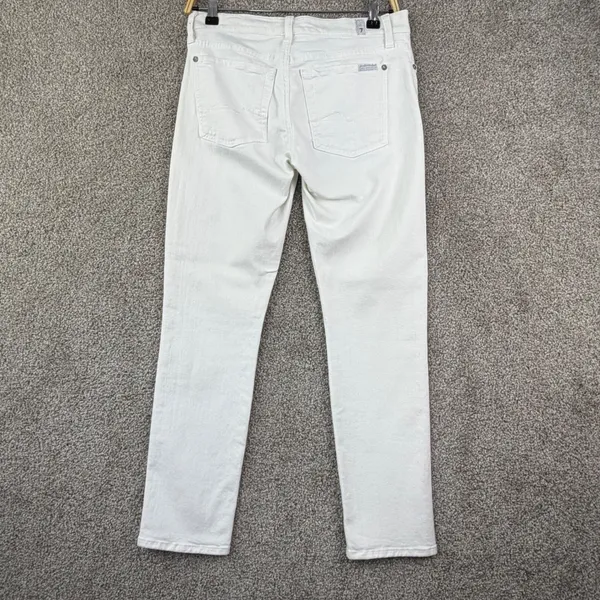 7 For All Mankind Jeans Women 26 White Low Rise Straight Y2K Made USA Button Fly - Image 3