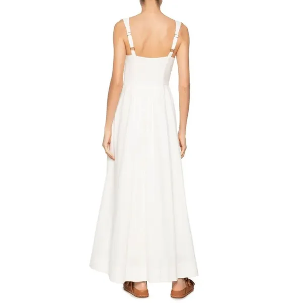 NWOT Farm Rio Stretch Linen Blend Cami Maxi Dress Size M Classic Off White - Image 6