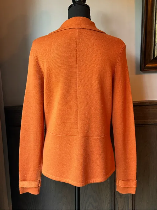 Halogen Orange wool blend Knit Blazer large - Image 4