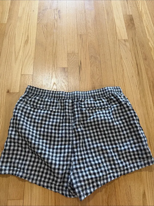 Quince 100% European Linen Shorts Classic Mini Gingham Sz XL - Image 5