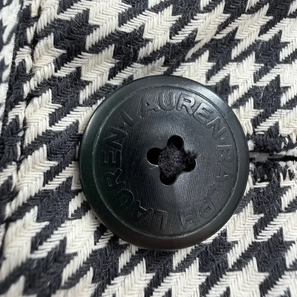 Ralph Lauren Reversible Coat Women Large‎ Black Houndstooth Dark Academia - Image 3