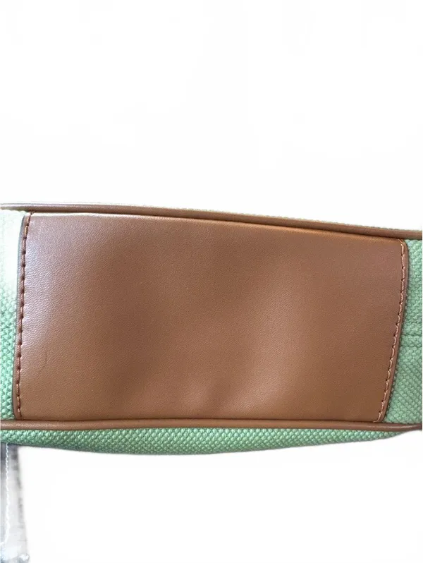 Michael Kors Green Canvas and Brown Leather Tote - Image 6