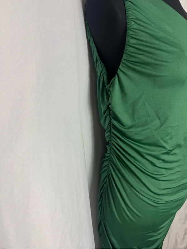 Botique style homecoming party fits One-Shoulder Emerald Green Sheath Dress XL - Image 5