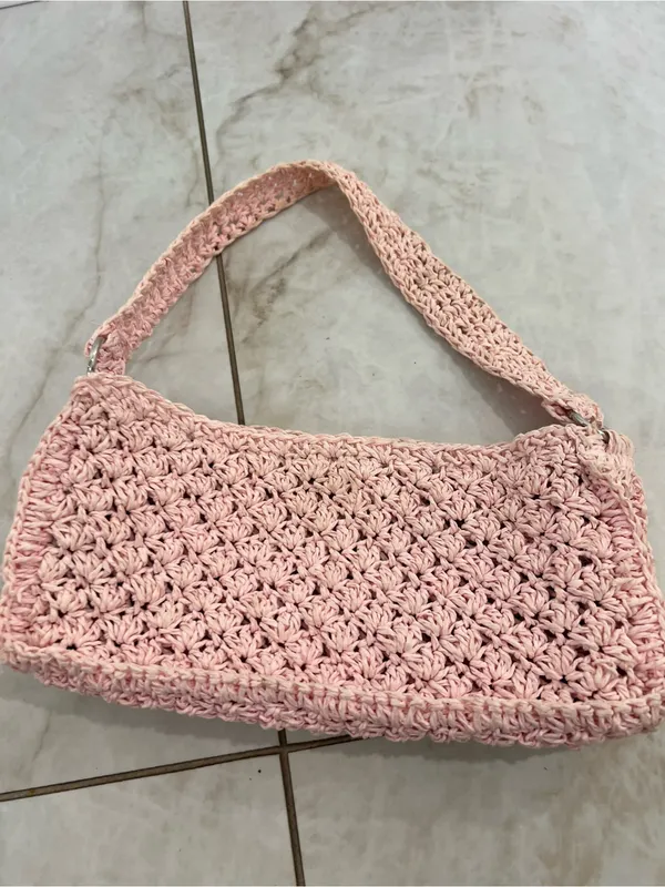 Urban Outfitters Pink Penny Crochet Baguette Bag - Image 3