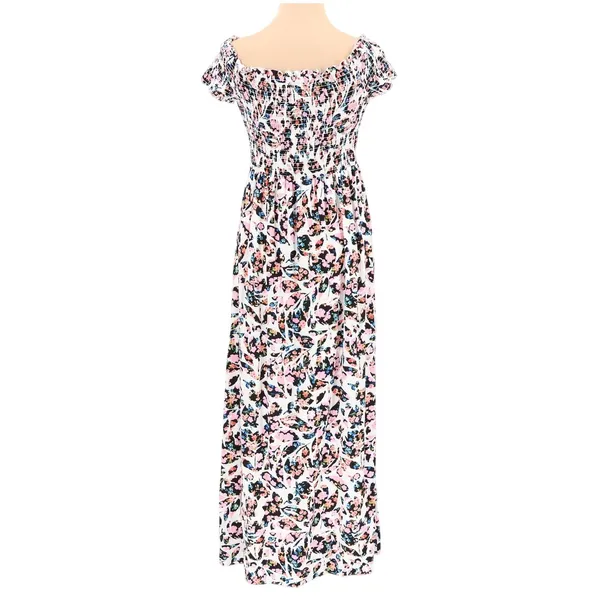 Guess Floral Off Shoulder Maxi Dress Womens Size‎ S Smocked Summer Vacation - Image 3