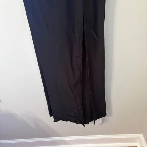 Fashion Black Cowl Neck Maxi Dress Satin Finish Side Slit Spaghetti Strap New‎ M - Image 10