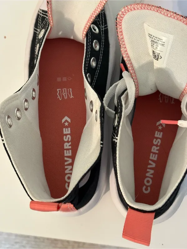 Converse Women’s Black High-Top Canvas Sneakers with White Sole - Image 11