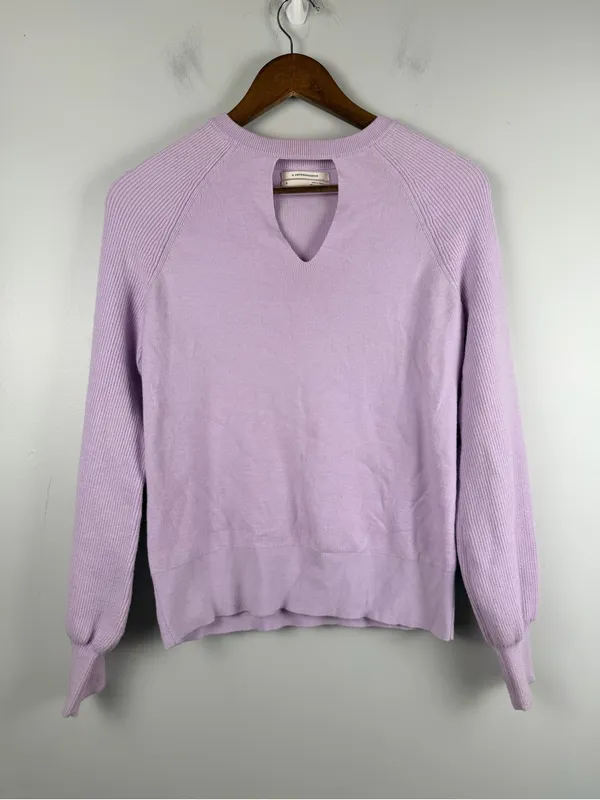 Anthropologie purple bishop sleeve Mary knit pullover sweater size small - Image 2