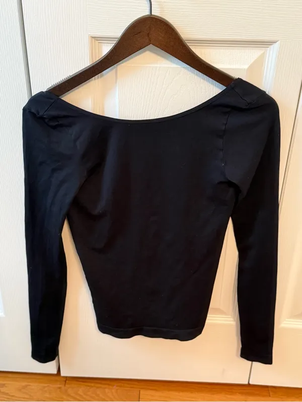 Free People Intimately Low Back Seamless Long Sleeve in Black - Image 2