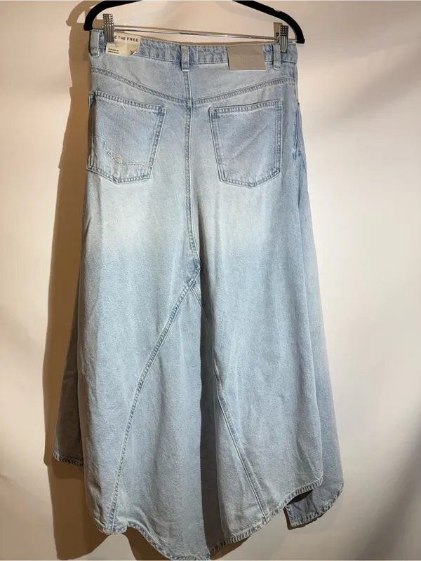 NWT! Free People We The Free Aquarius Asymmetrical Denim Maxi Skirt 27 - Image 3