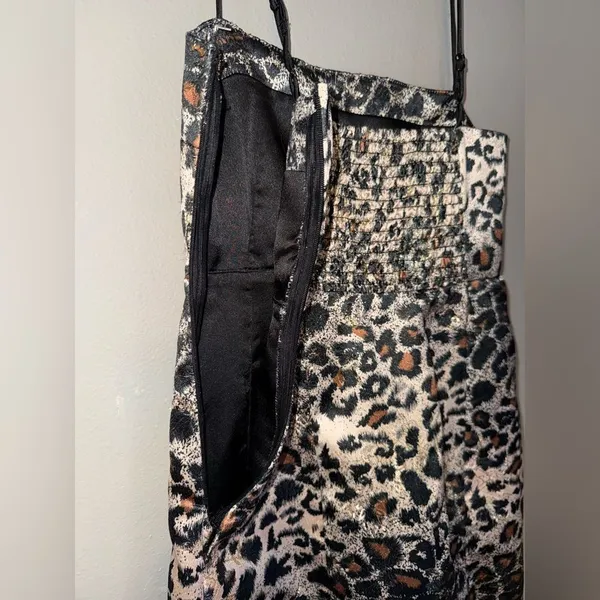 Urban Outfitters Spaghetti Strap Bodycon Slit Leopard Dress XS NEW #719 - Image 8