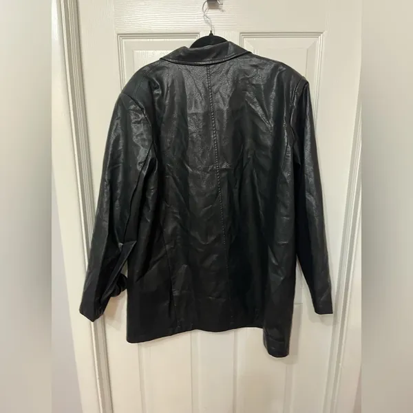 NASTY GAL Oversized faux Leather single‎ breasted Blazer black size 10 - Image 7