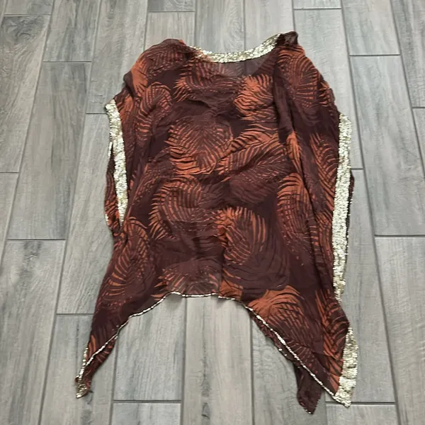 Sequin trim swim cover up Brown Size L - Image 4