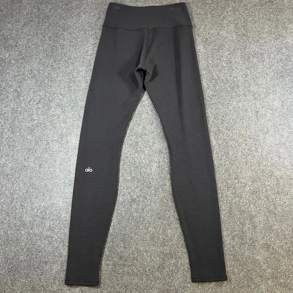 Alo Yoga High Waist Waffle Knit Leggings Charcoal Grey Tencel Blend Womens Small - Image 6