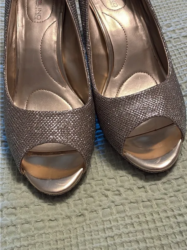 Bandolino Shimmering Bronze Peep-Toe Heels - Image 4