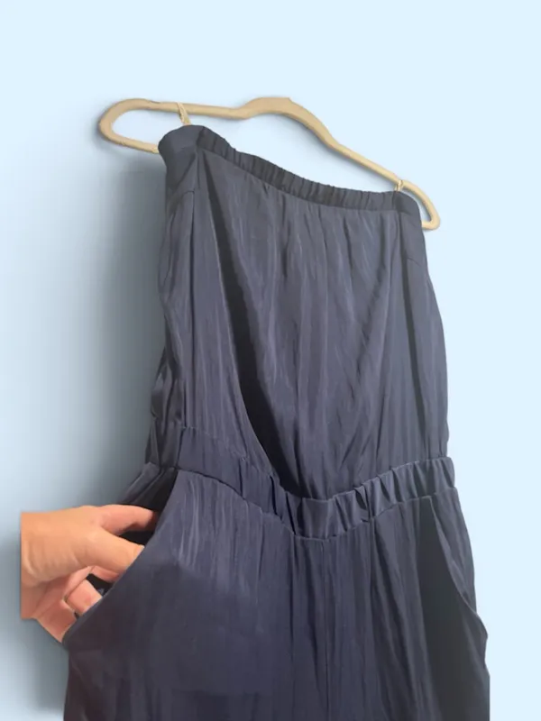 Lilly Pulitzer Emiko Strapless Jumpsuit True Navy Satin Size Medium - Image 5