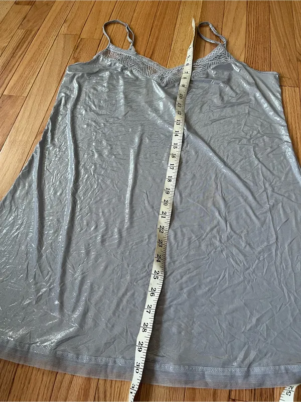 Victoria’s Secret silver Shimmer Lace Slip Mini Dress Large Chemise Nightgown - Image 4