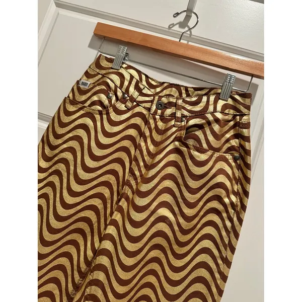 The Ragged Priest Metallic Gold Brown Wavy Swirl Straight Leg Jeans‎ Womens 24 - Image 4