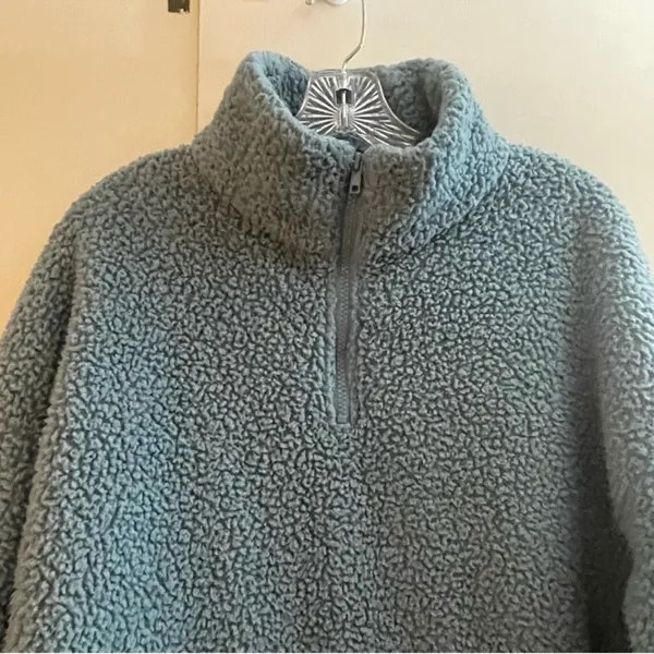 American Eagle Blue Sherpa sweater 1/4 Zip Pullover Sweatshirt size medium - Image 5