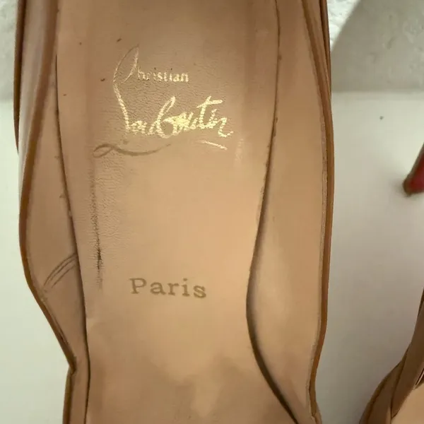 Christian Louboutin Insectika 100 Seta Caramel Tan High Heels 40.5 - Image 6