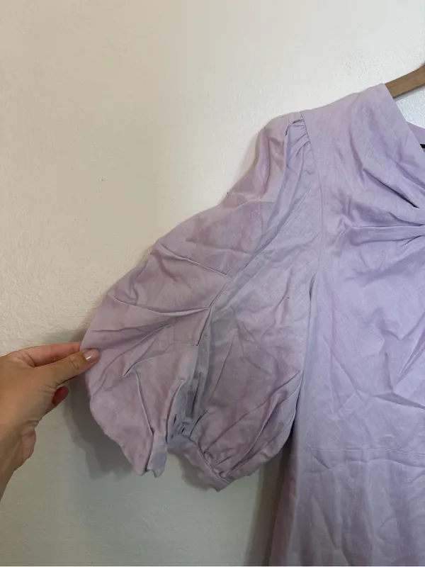 Farm Rio Lilac Short Sleeve Knotted Mini Dress - Image 4